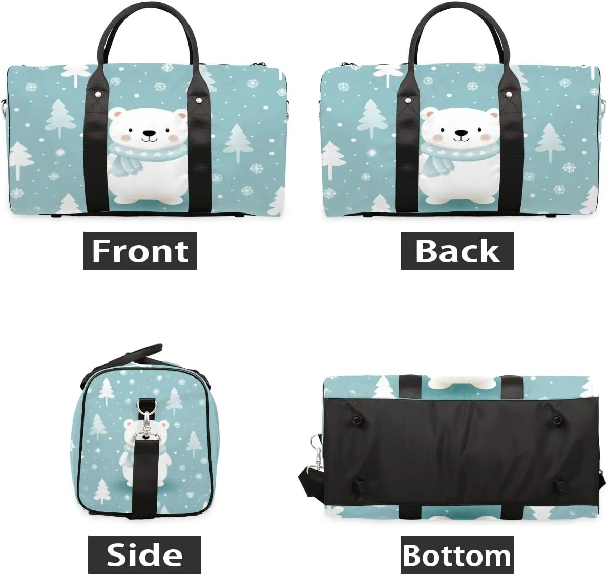 Cartoon Bear Travel Duffel Bag for Women Men Waterproof Foldable Overnight Weekender Bag Large Capacity Sports Gym Bag
