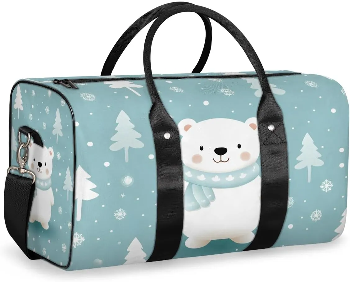 Cartoon Bear Travel Duffel Bag for Women Men Waterproof Foldable Overnight Weekender Bag Large Capacity Sports Gym Bag