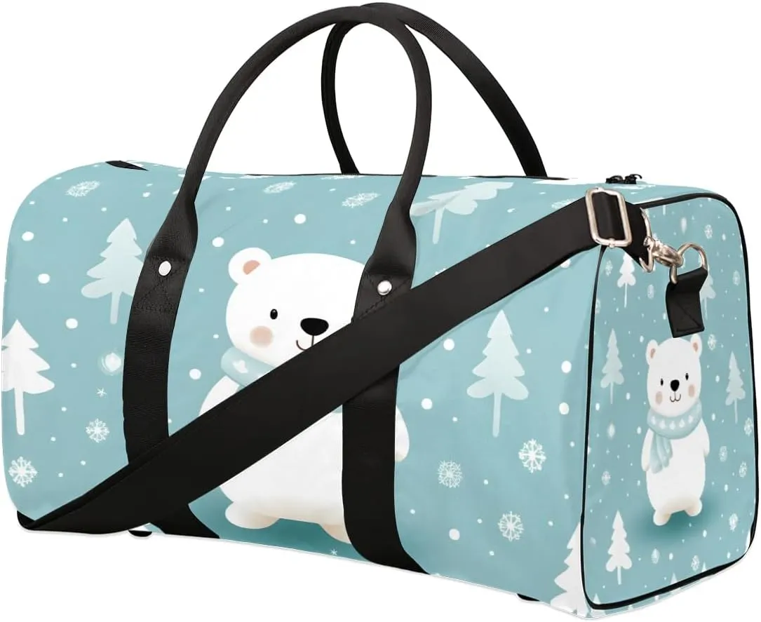 Cartoon Bear Travel Duffel Bag for Women Men Waterproof Foldable Overnight Weekender Bag Large Capacity Sports Gym Bag