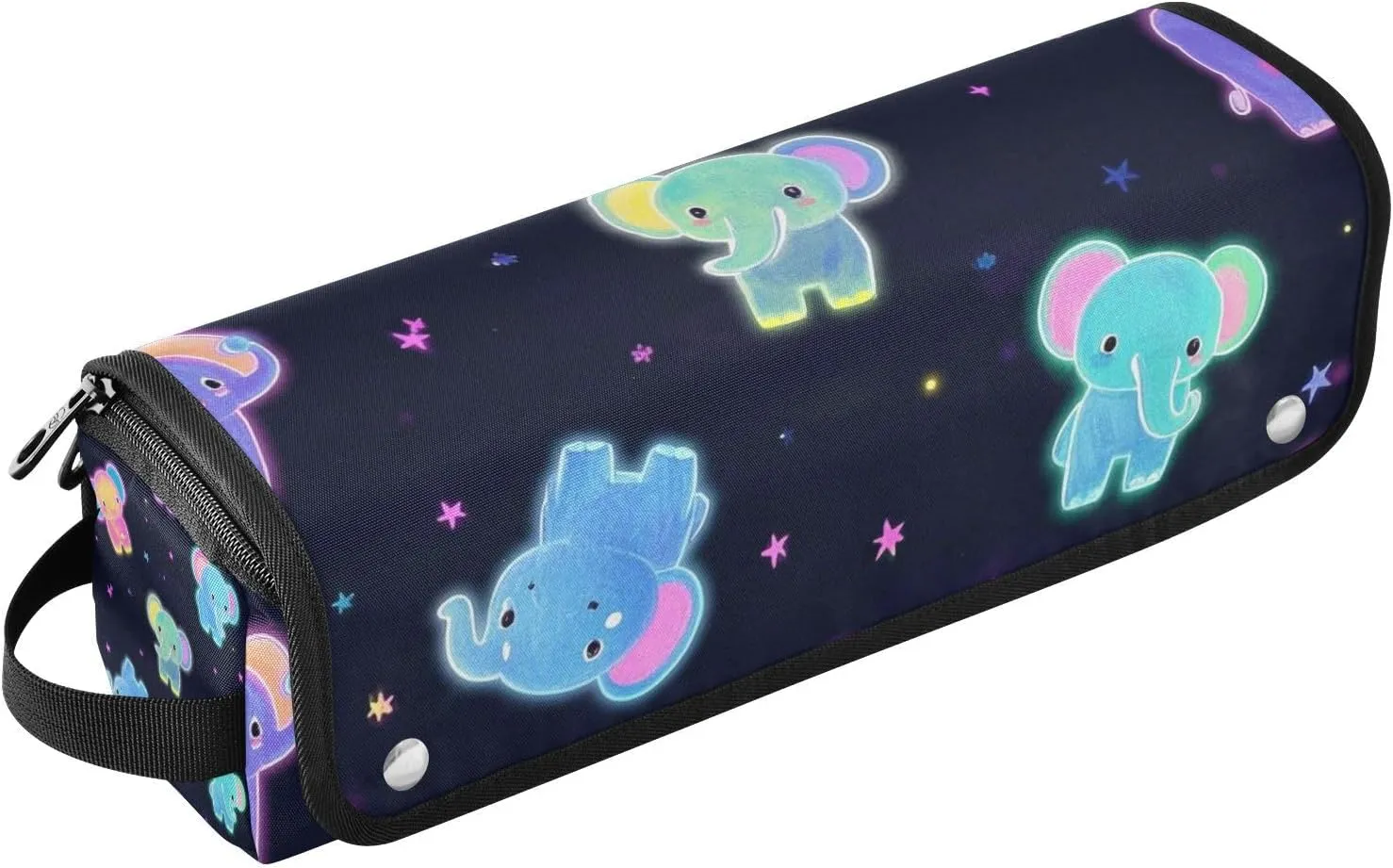 Cartoon Cute Colorful Fluorescent Neon Elephant Hair Tools Travel Bag with Heat Resistant Pad Large Capacity Hair Straighteners Organizer for Flat Irons, Straighteners, Curling Irons