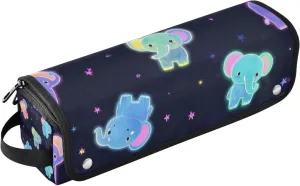 Cartoon Cute Colorful Fluorescent Neon Elephant Hair Tools Travel Bag with Heat Resistant Pad Large Capacity Hair Straighteners Organizer for Flat Irons, Straighteners, Curling Irons