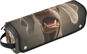 Cartoon Funny Weimaraner Dogs Fear Hot Hair Tools Travel Bag with Heat Resistant Pad Waterproof Curling Iron Travel Case for Flat Iron Hot Tools and Haircare Accessories