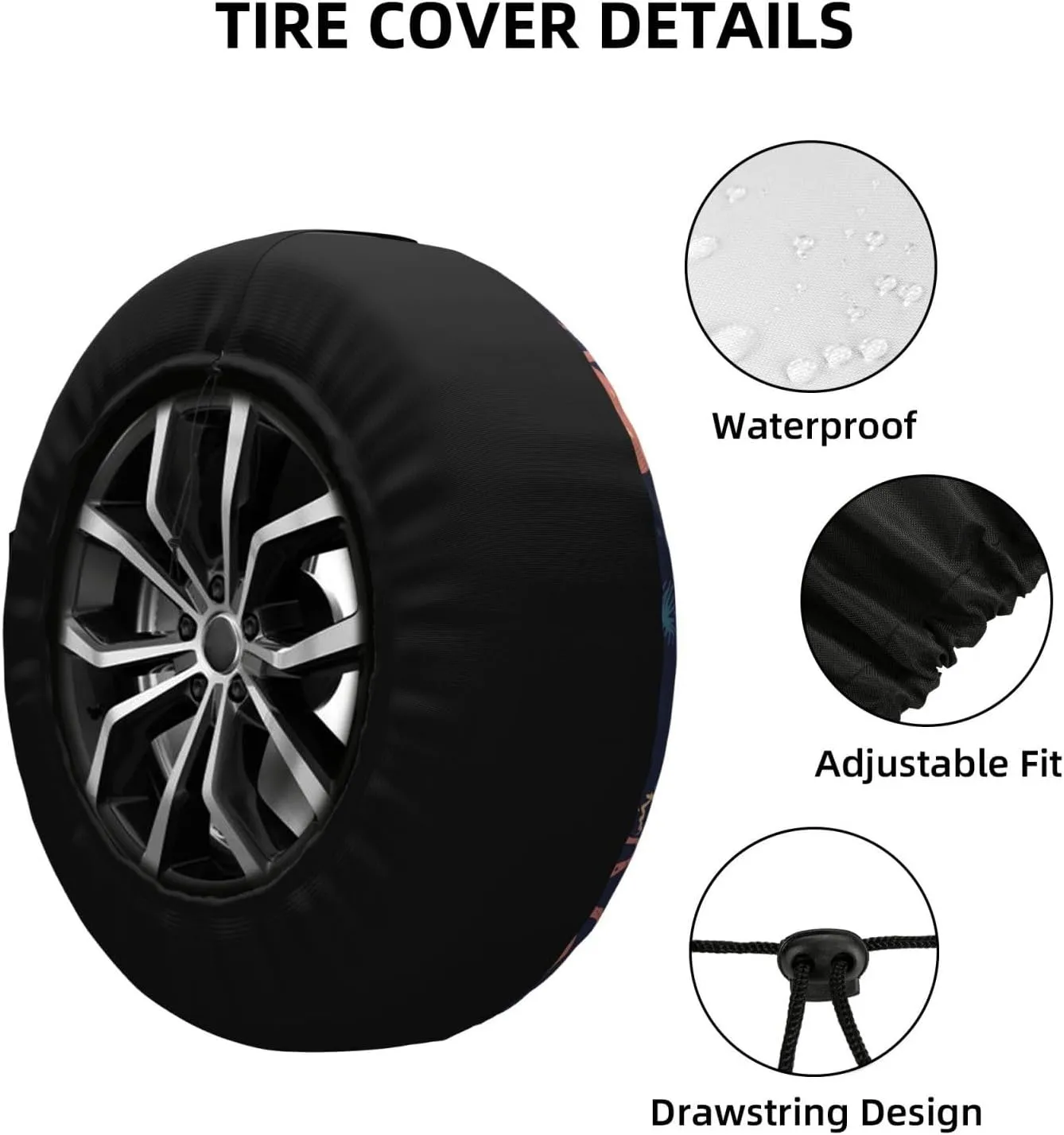 Cartoon Octopus Tire Cover Outdoor Waterproof Snow Sun Rain Wheel Cover Portable Wheel Bags Camper Spare Tire Cover Universal Car Tire Protectors for Trailer RV SUV
