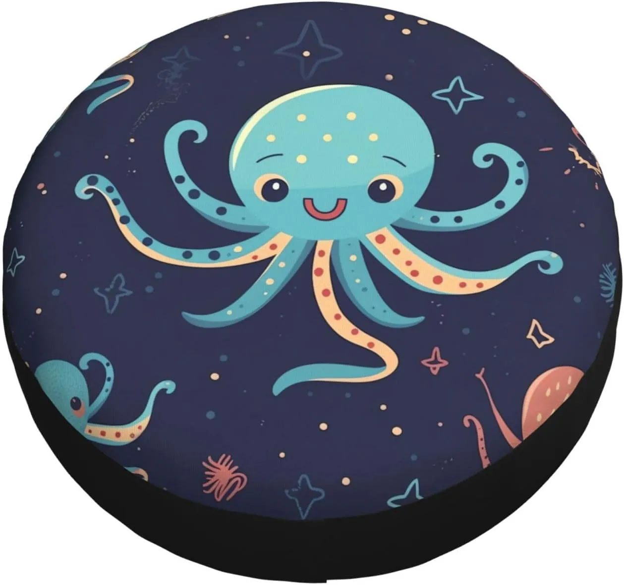 Cartoon Octopus Tire Cover Outdoor Waterproof Snow Sun Rain Wheel Cover Portable Wheel Bags Camper Spare Tire Cover Universal Car Tire Protectors for Trailer RV SUV