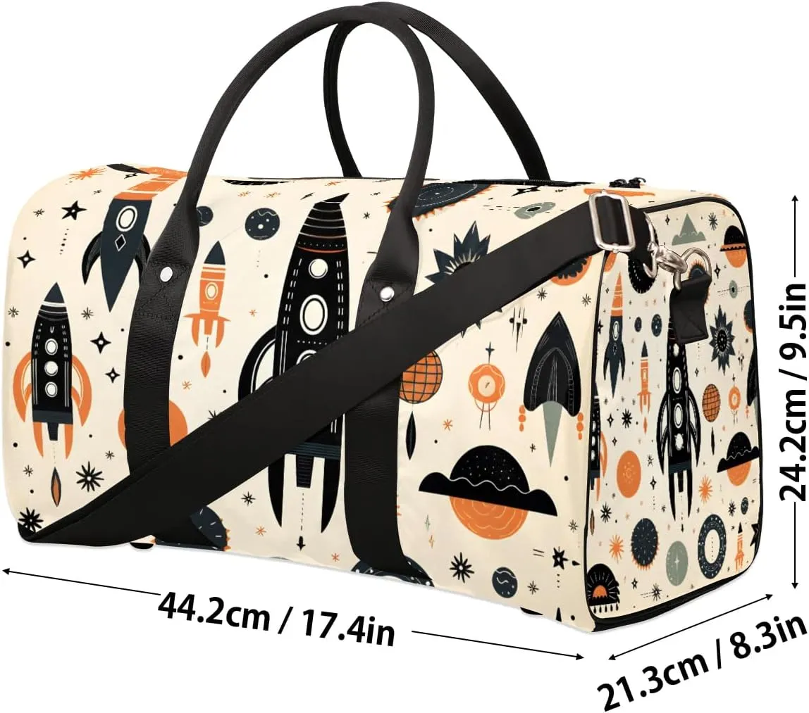 Cartoon Planets Travel Duffel Bag for Women Men Waterproof Foldable Overnight Weekender Bag Large Capacity Sports Gym Bag