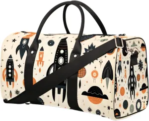 Cartoon Planets Travel Duffel Bag for Women Men Waterproof Foldable Overnight Weekender Bag Large Capacity Sports Gym Bag