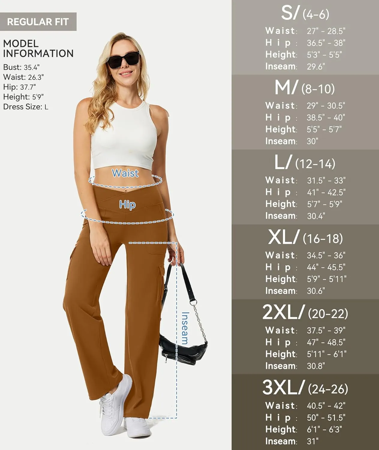 Casei Yoga Pants with Pockets for Women Wide Leg Cargo Pants High Waist Crossover Stretch Work Travel Casual Sweatpants