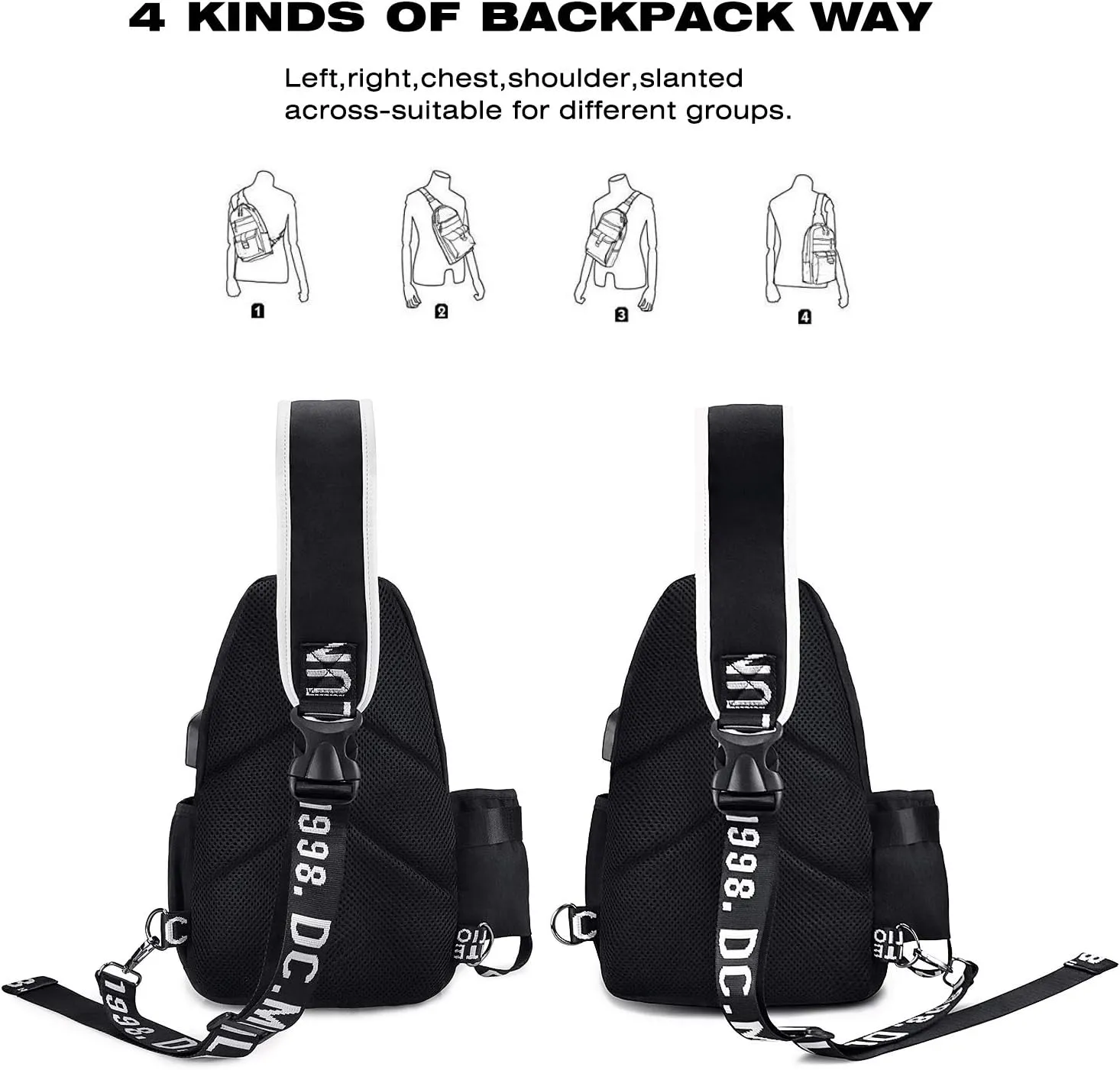 Casual Sling Bag for Boys Men, Small Chest Pack for Travel Sport College School
