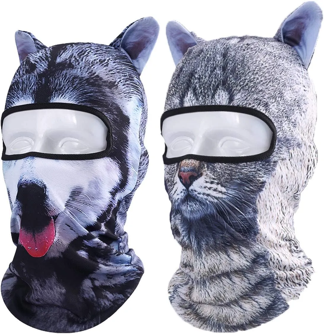 Cat Balaclava,Dog Balaclava,Halloween Hat,Cute Full Face Hood Mask Animal Ski Mask for Hiking Riding Sports Outdoor