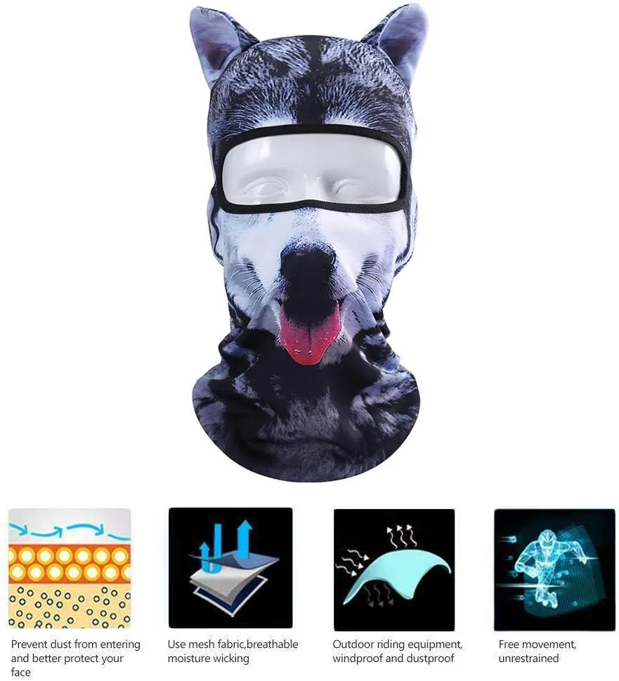 Cat Balaclava,Dog Balaclava,Halloween Hat,Cute Full Face Hood Mask Animal Ski Mask for Hiking Riding Sports Outdoor
