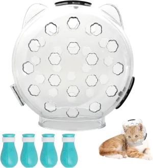 Cat Muzzle, Cat Helmet Mask for Grooming, Breathable Hood Mouth Cover Prevent from Cats Biting Chewing (Medium)