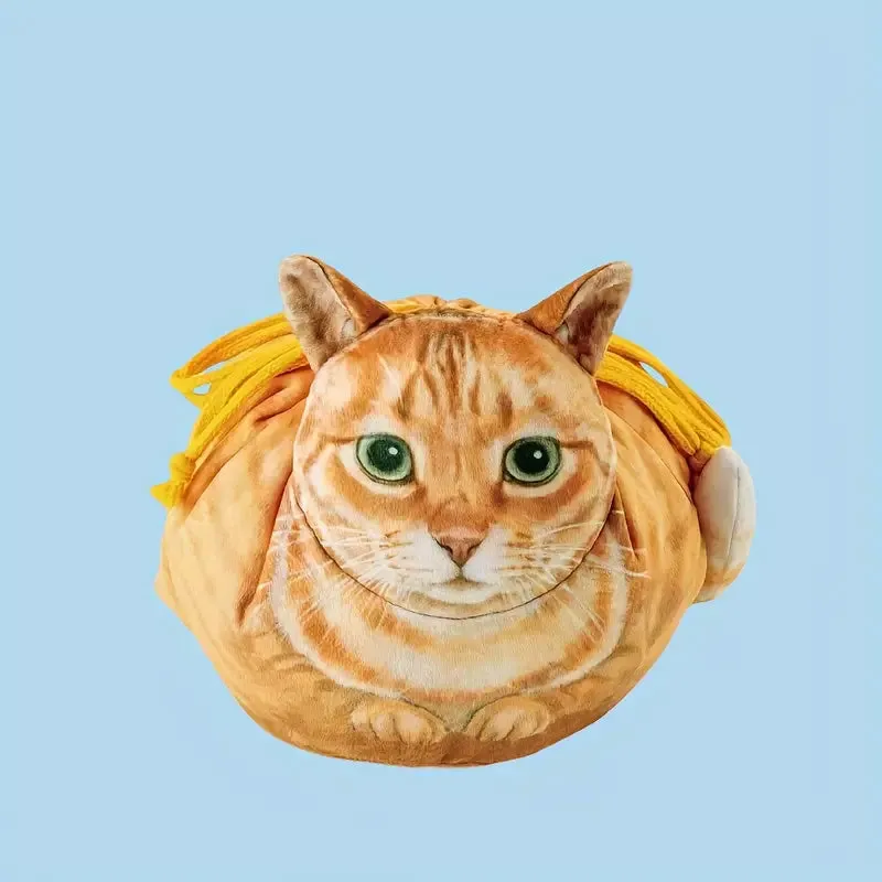 Cat-Themed Drawstring Makeup Bag