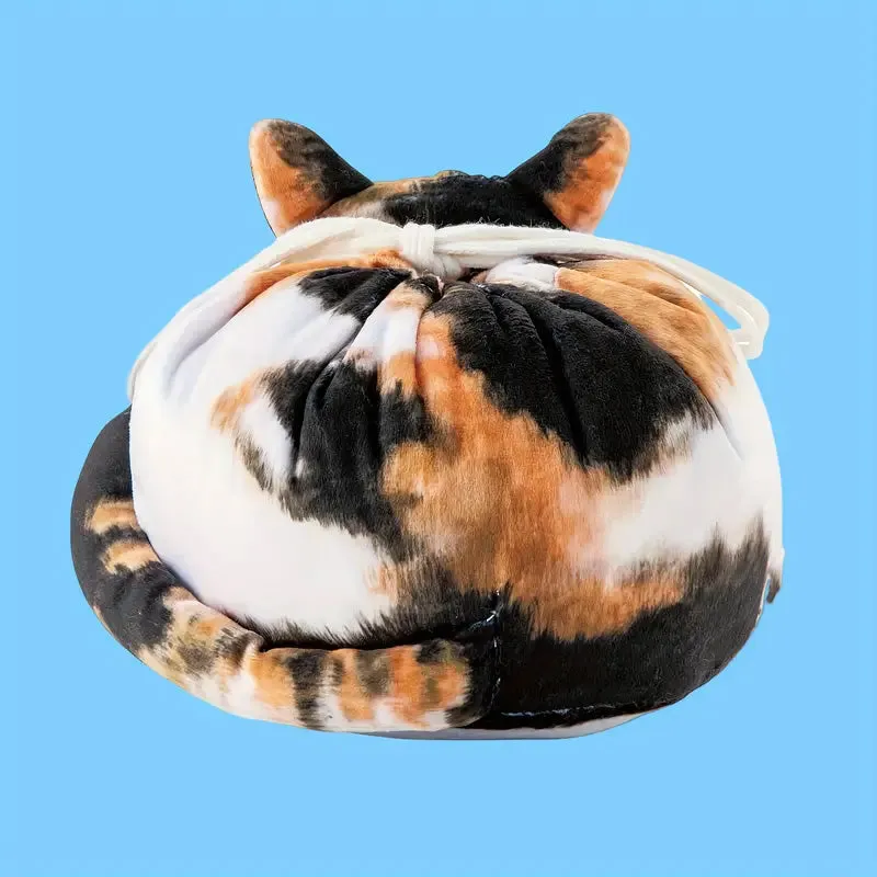 Cat-Themed Drawstring Makeup Bag