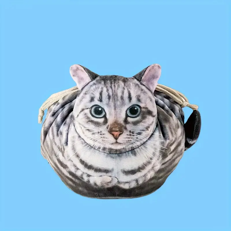 Cat-Themed Drawstring Makeup Bag