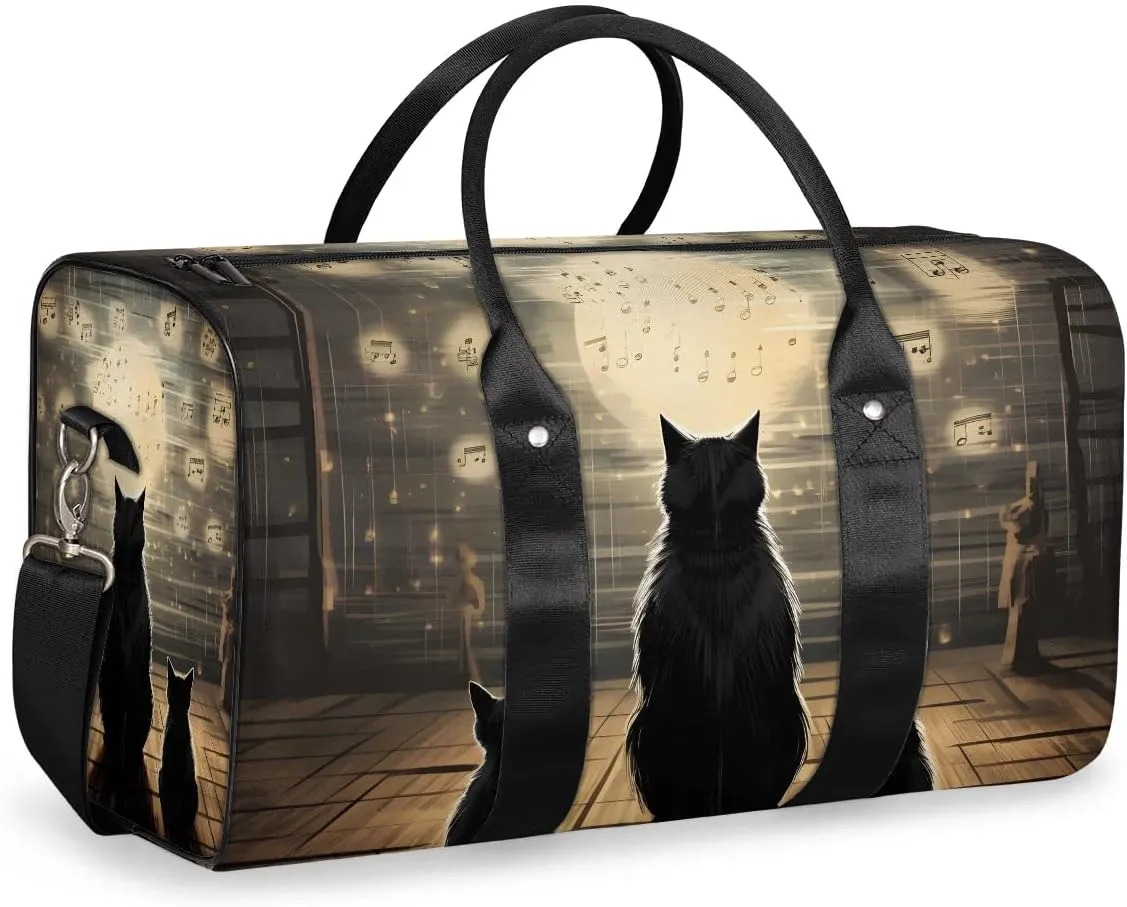 Cat Themed Travel Duffel Bag for Women Men Waterproof Foldable Overnight Weekender Bag Large Capacity Sports Gym Bag