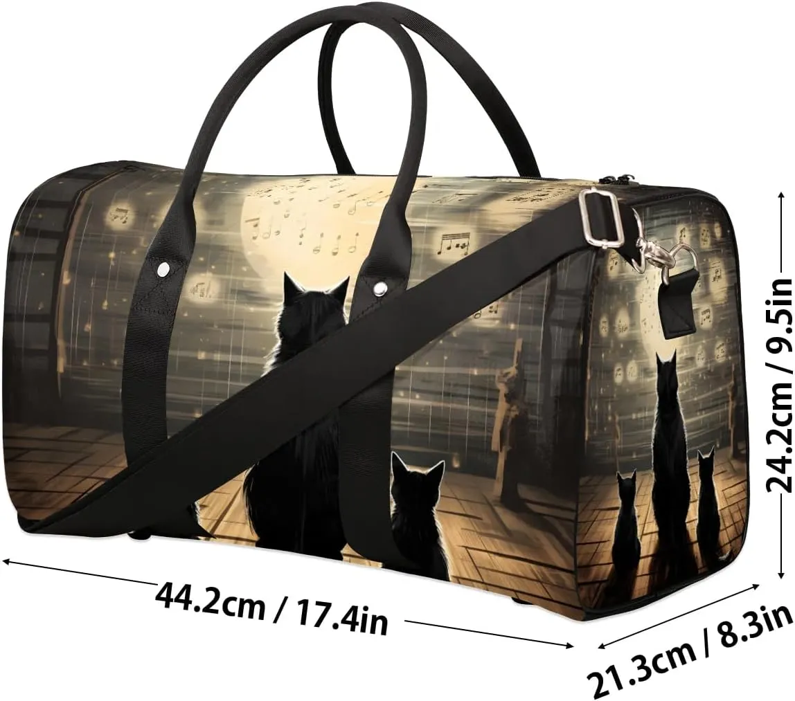 Cat Themed Travel Duffel Bag for Women Men Waterproof Foldable Overnight Weekender Bag Large Capacity Sports Gym Bag