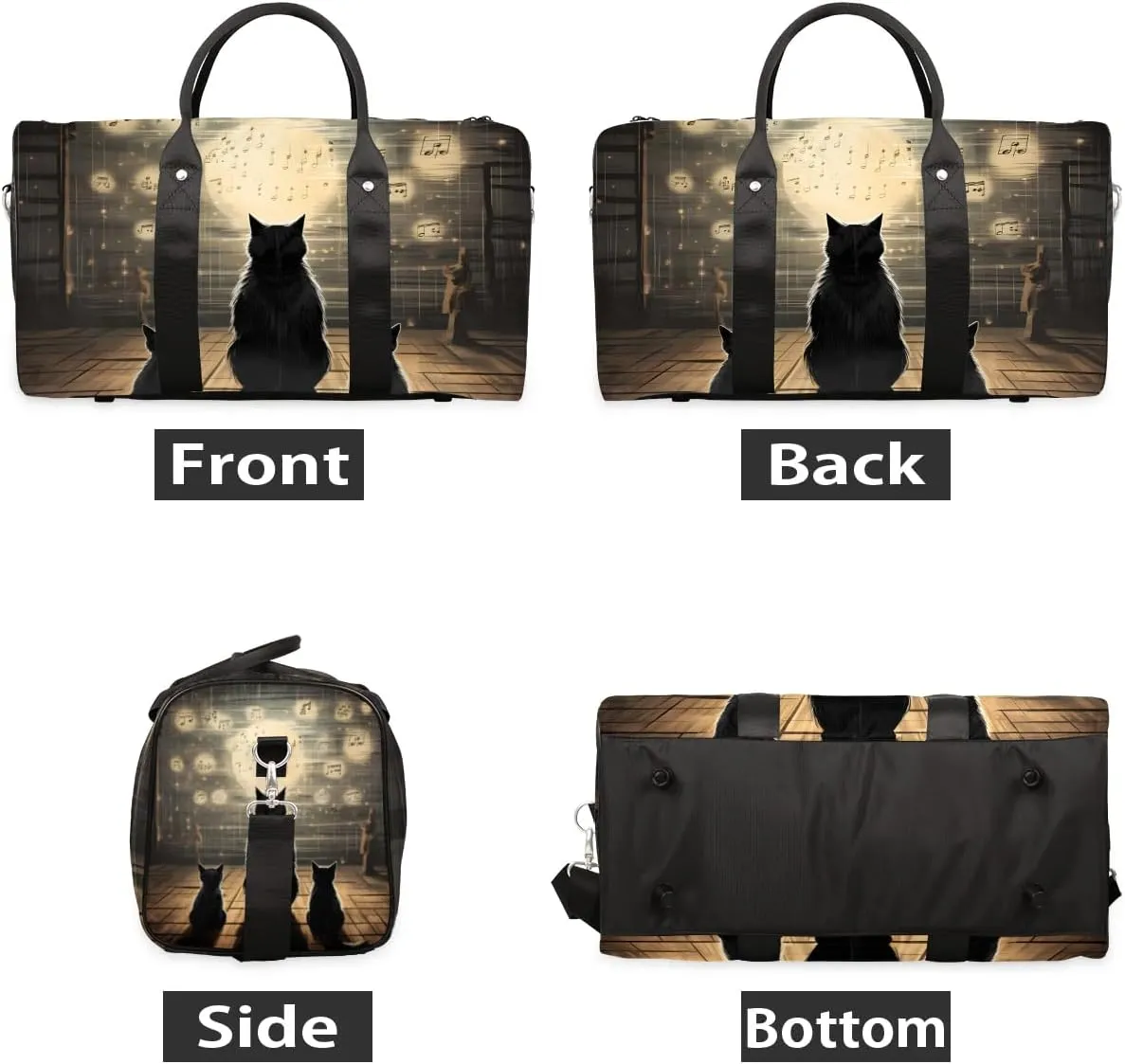 Cat Themed Travel Duffel Bag for Women Men Waterproof Foldable Overnight Weekender Bag Large Capacity Sports Gym Bag