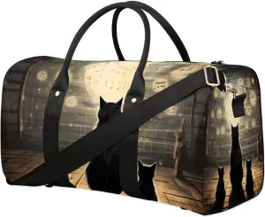 Cat Themed Travel Duffel Bag for Women Men Waterproof Foldable Overnight Weekender Bag Large Capacity Sports Gym Bag