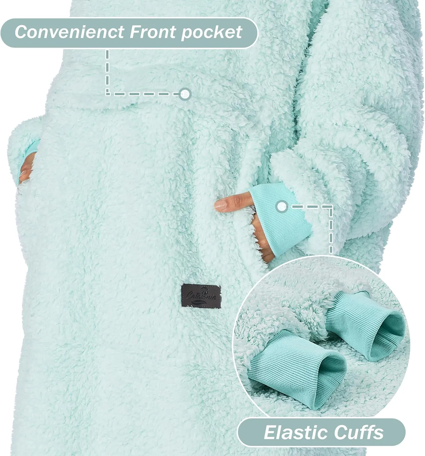 Catalonia Oversized Blanket Hoodie Sweatshirt, Comfortable Wearable Sherpa Pullover,Gift for Her