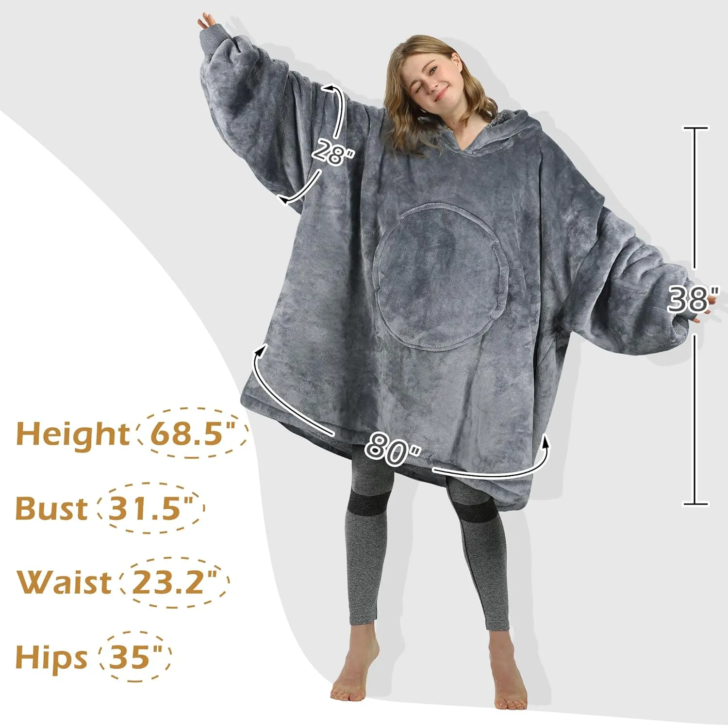 Catalonia Oversized Blanket Hoodie Sweatshirt, Comfortable Wearable Sherpa Pullover,Gift for Her