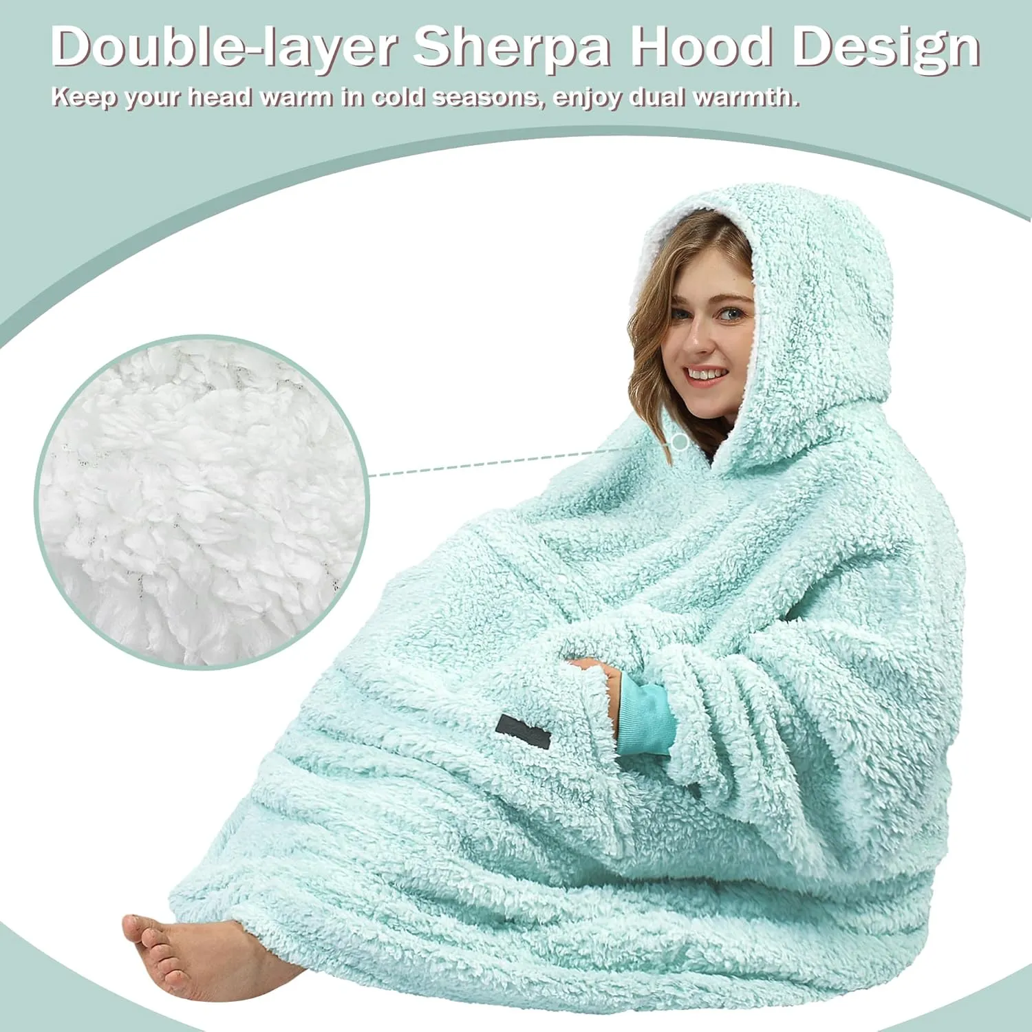 Catalonia Oversized Blanket Hoodie Sweatshirt, Comfortable Wearable Sherpa Pullover,Gift for Her