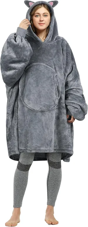 Catalonia Oversized Blanket Hoodie Sweatshirt, Comfortable Wearable Sherpa Pullover,Gift for Her
