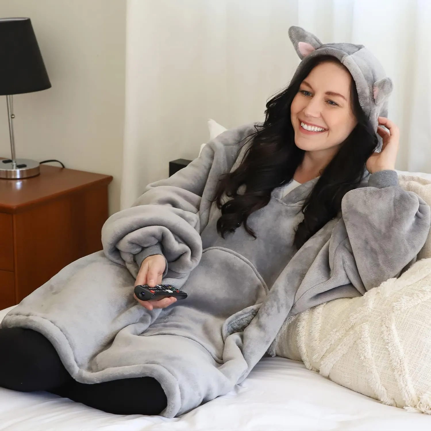 Catalonia Oversized Blanket Hoodie Sweatshirt, Comfortable Wearable Sherpa Pullover,Gift for Her