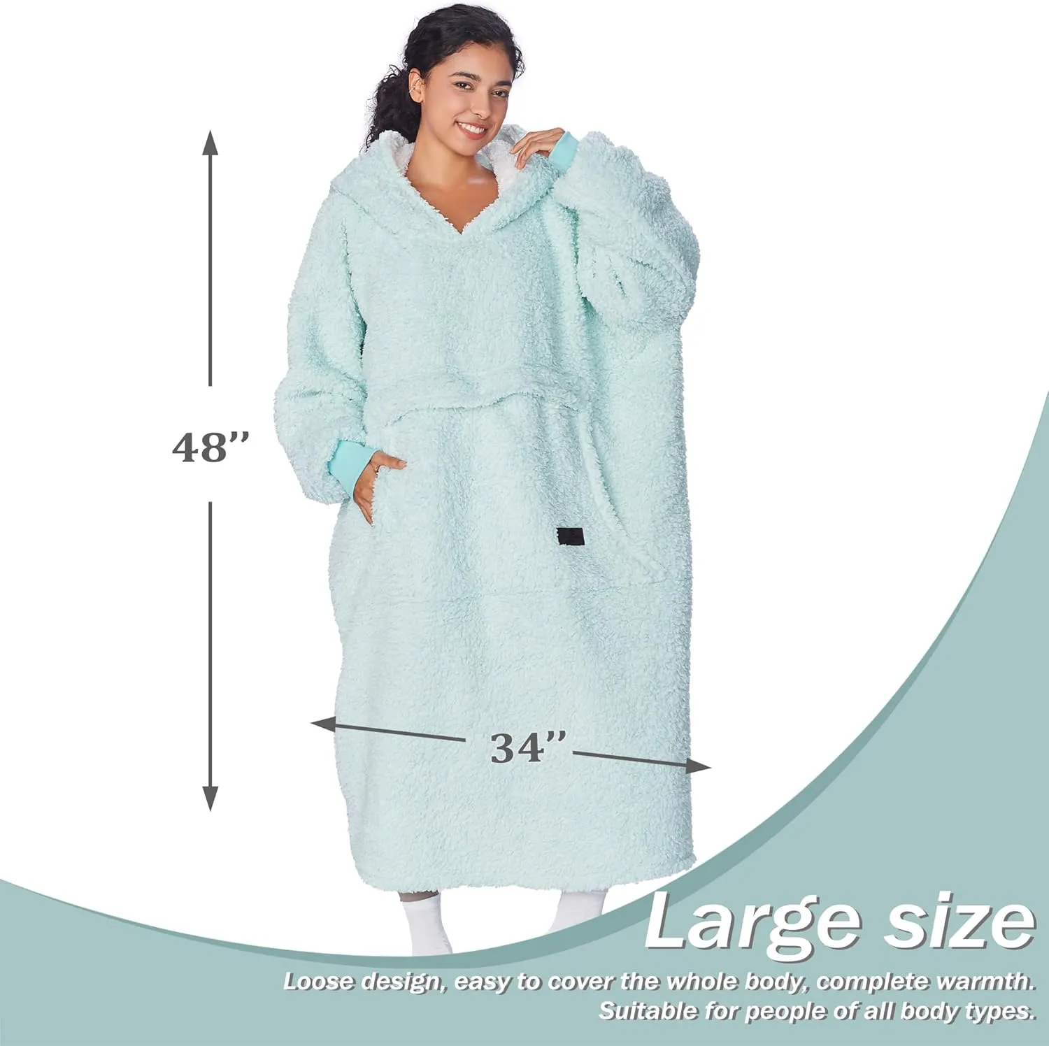 Catalonia Oversized Blanket Hoodie Sweatshirt, Comfortable Wearable Sherpa Pullover,Gift for Her