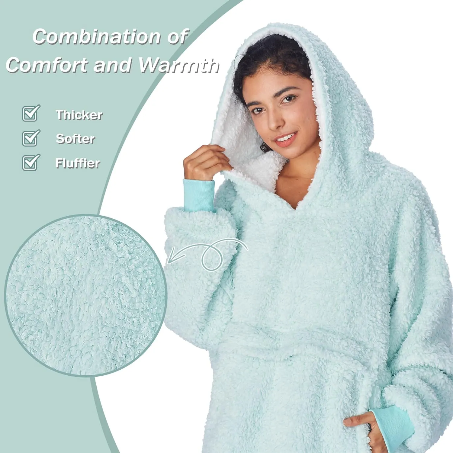 Catalonia Oversized Blanket Hoodie Sweatshirt, Comfortable Wearable Sherpa Pullover,Gift for Her