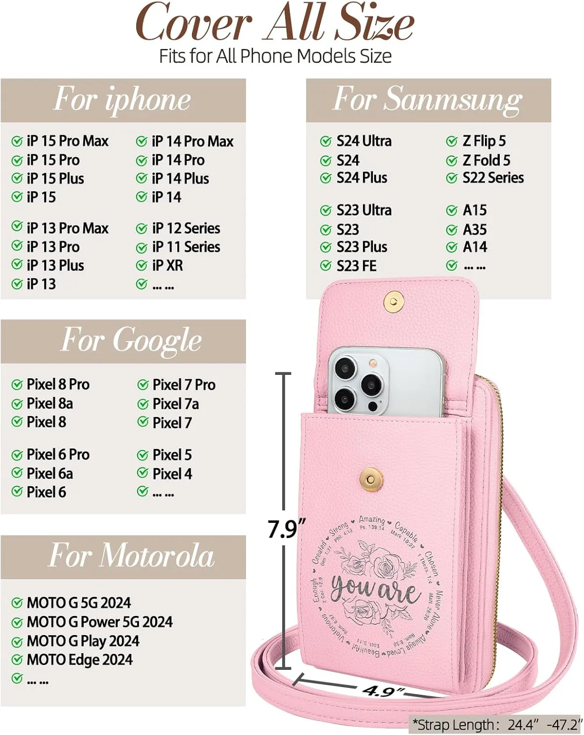Cell Phone Purse Crossbody Bags for Women - Cute Design Leather Cellphone Bag Small Wallet Purses with Strap