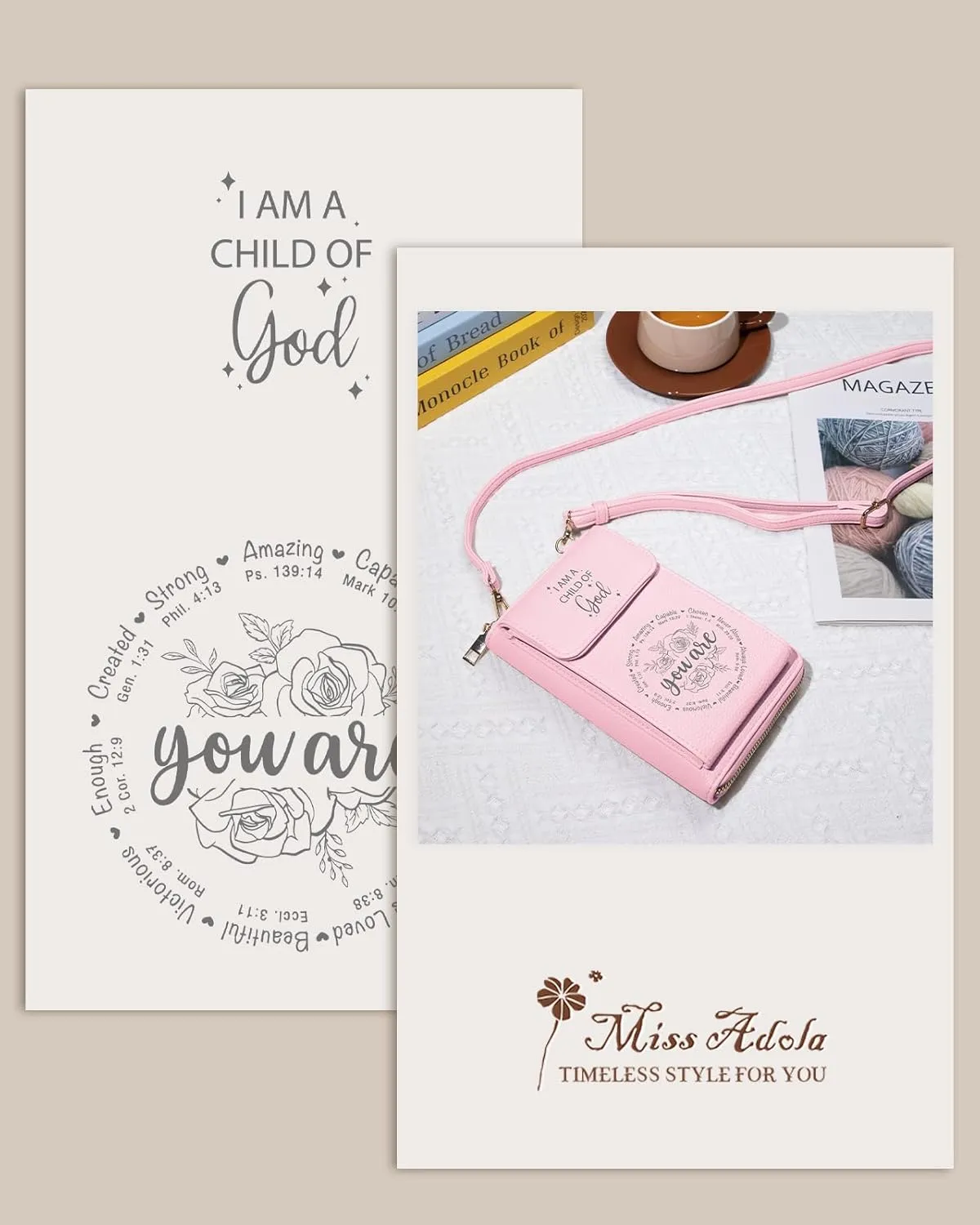 Cell Phone Purse Crossbody Bags for Women - Cute Design Leather Cellphone Bag Small Wallet Purses with Strap