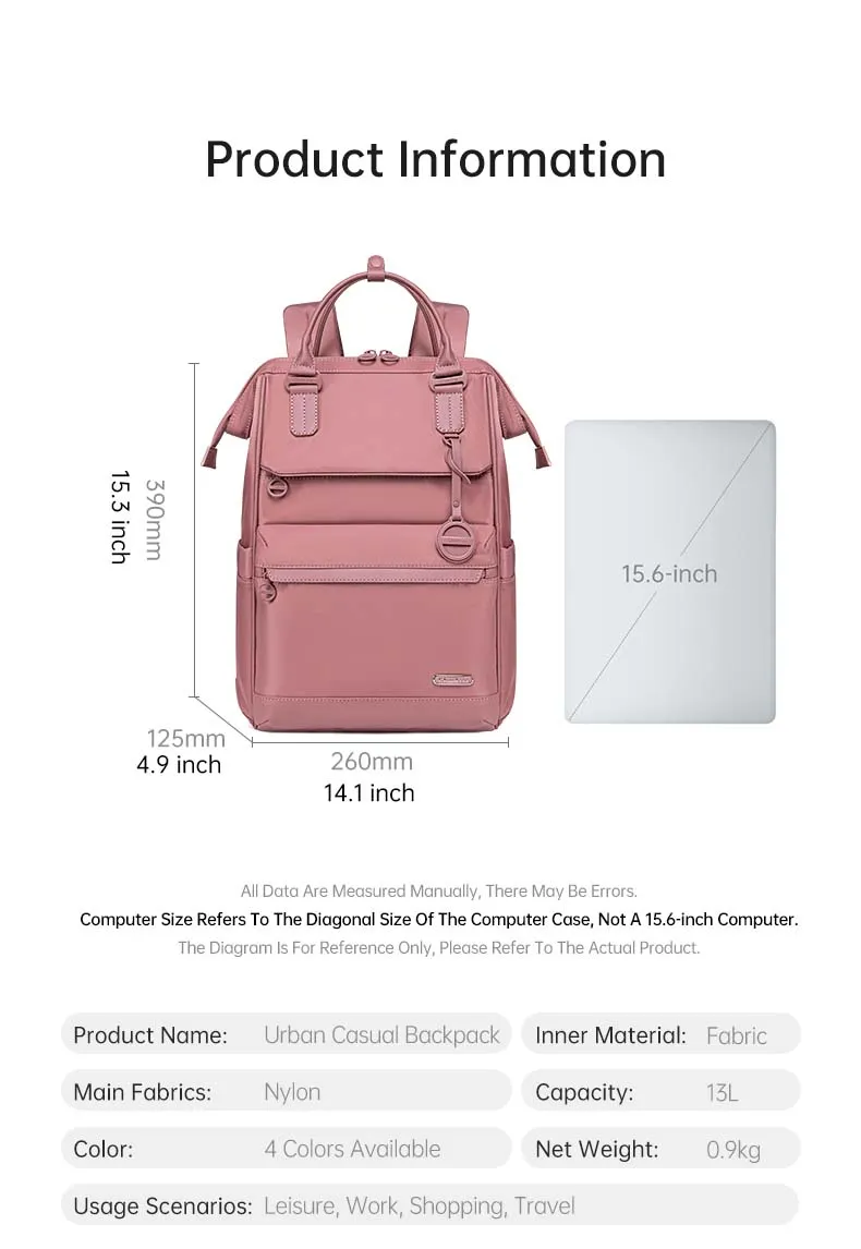 Chantria i-Pouty Women Laptop Backpack Business Travel Multi Compartment Easy Carry Trend (15.6'')
