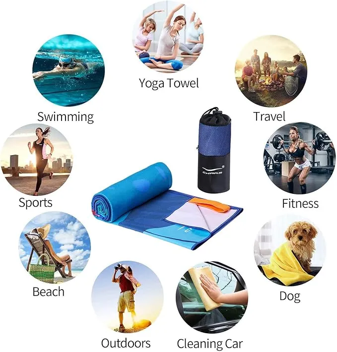CHARS Microfiber Quick Drying Beach Towel Super Absorbent & Sand Free Towel for Kids Teens Adults Travel Gym Camping Pool Yoga Outdoor and Picnic(63"×31"/63"×39")