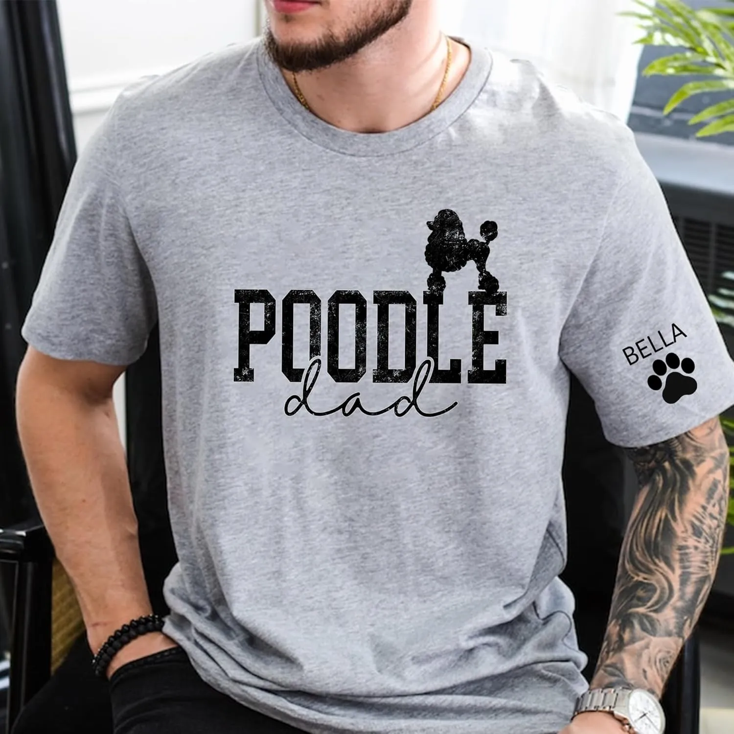 Chillever - Personalized Dog Dad Shirt – Custom Dog Lover Gift with Name on Sleeve, Sweatshirt for Pet Owners
