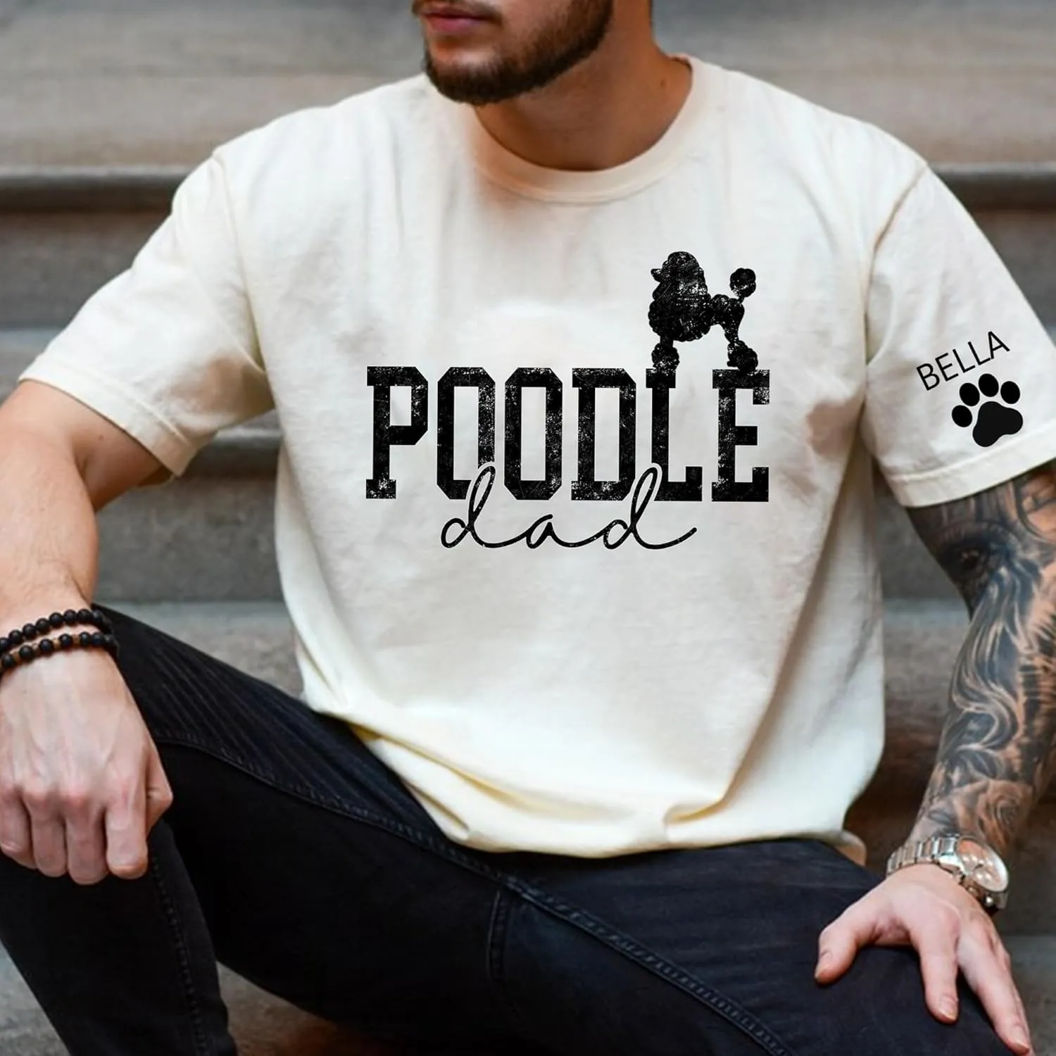 Chillever - Personalized Dog Dad Shirt – Custom Dog Lover Gift with Name on Sleeve, Sweatshirt for Pet Owners