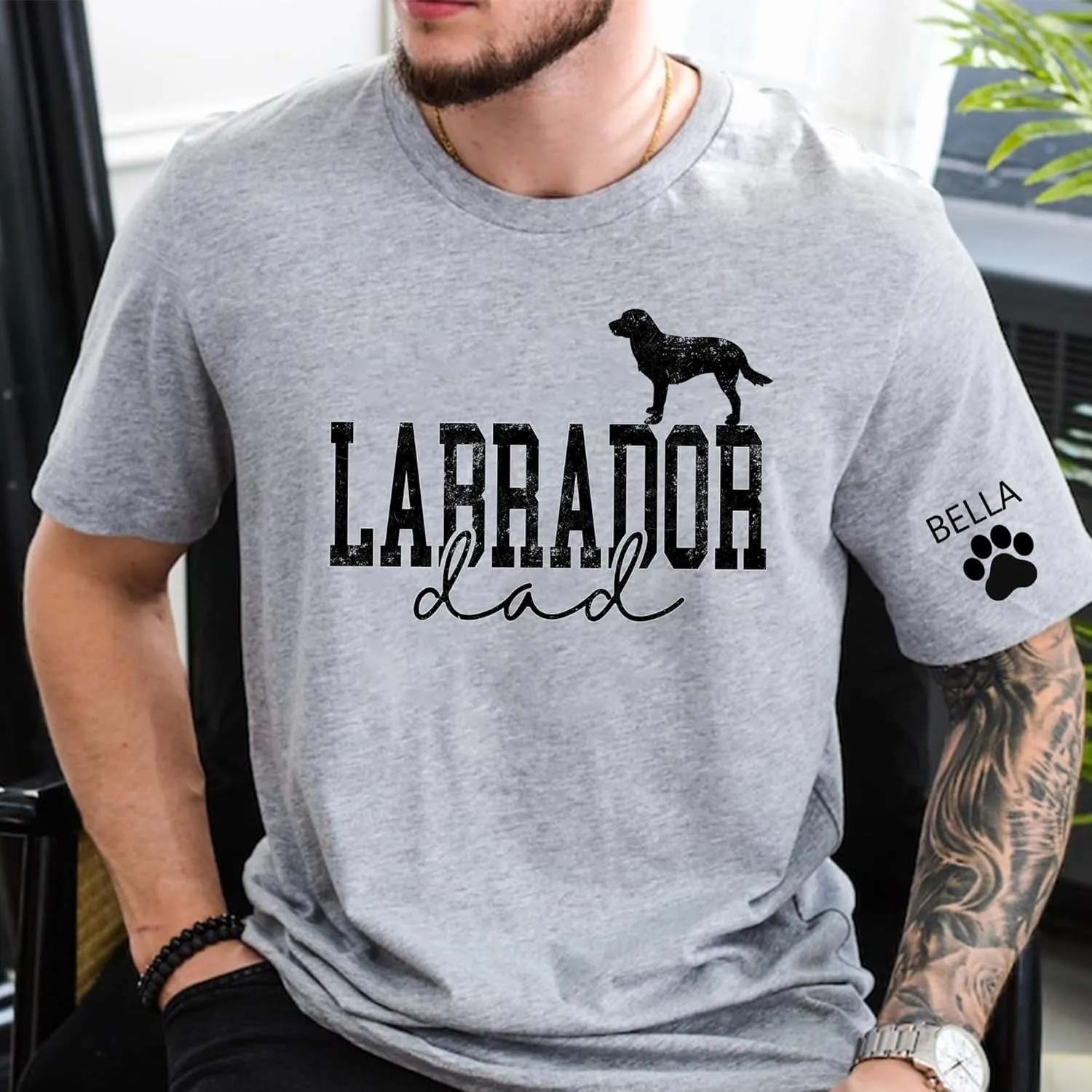Chillever - Personalized Dog Dad Shirt – Custom Dog Lover Gift with Name on Sleeve, Sweatshirt for Pet Owners
