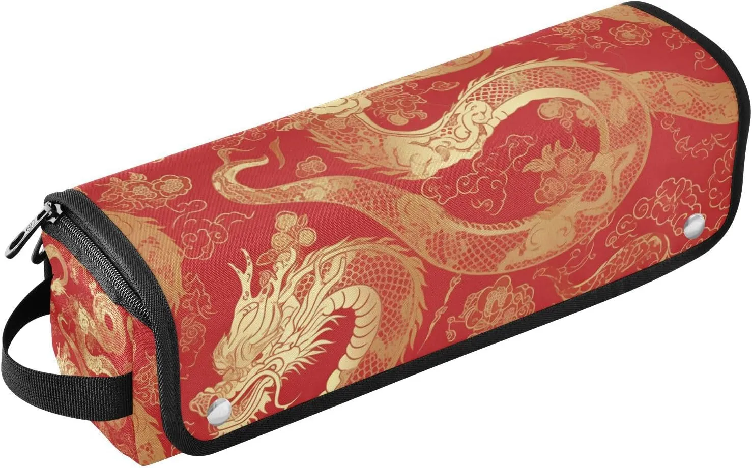 Chinese Golden Dragon Hair Tools Travel Bag and Heat Resistant Mat with Zipper Portable Travel Carrying Case for Hot Tools Curling Iron Flat Irons Hair Volumizer Styler