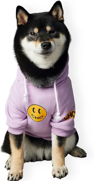 ChoChoCho Smiley Dog Hoodie Stylish Dog Clothes Smiley Face Sweater Cotton Sweatshirt Fashion Outfit for Dogs Cats Puppy Small Medium Large (M, Purple)