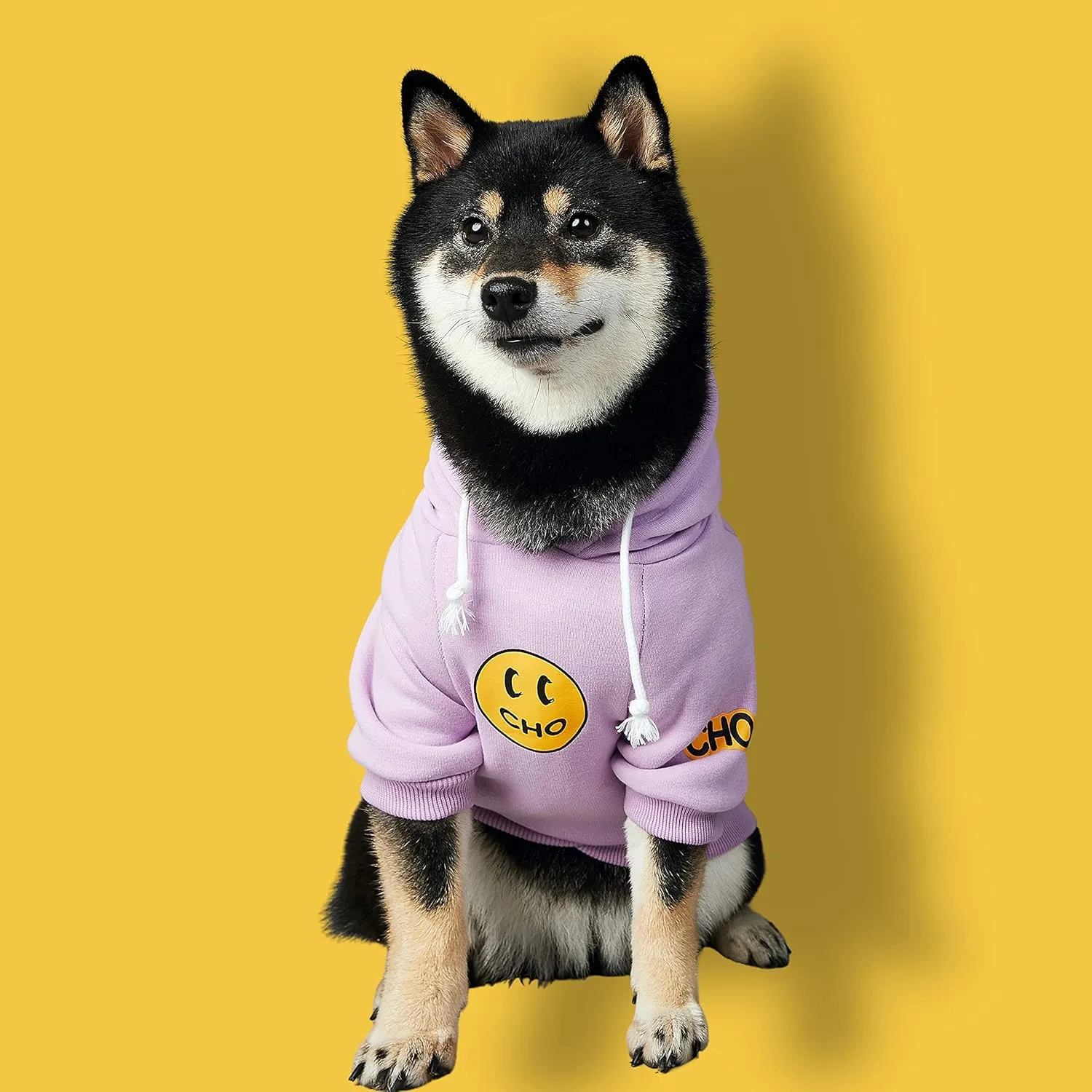 ChoChoCho Smiley Dog Hoodie Stylish Dog Clothes Smiley Face Sweater Cotton Sweatshirt Fashion Outfit for Dogs Cats Puppy Small Medium Large (M, Purple)