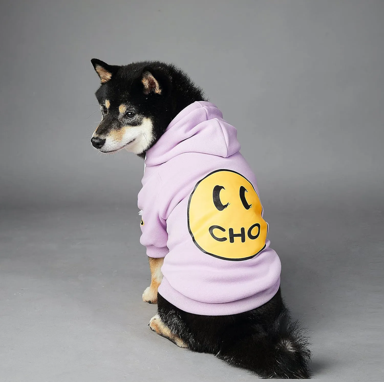 ChoChoCho Smiley Dog Hoodie Stylish Dog Clothes Smiley Face Sweater Cotton Sweatshirt Fashion Outfit for Dogs Cats Puppy Small Medium Large (M, Purple)