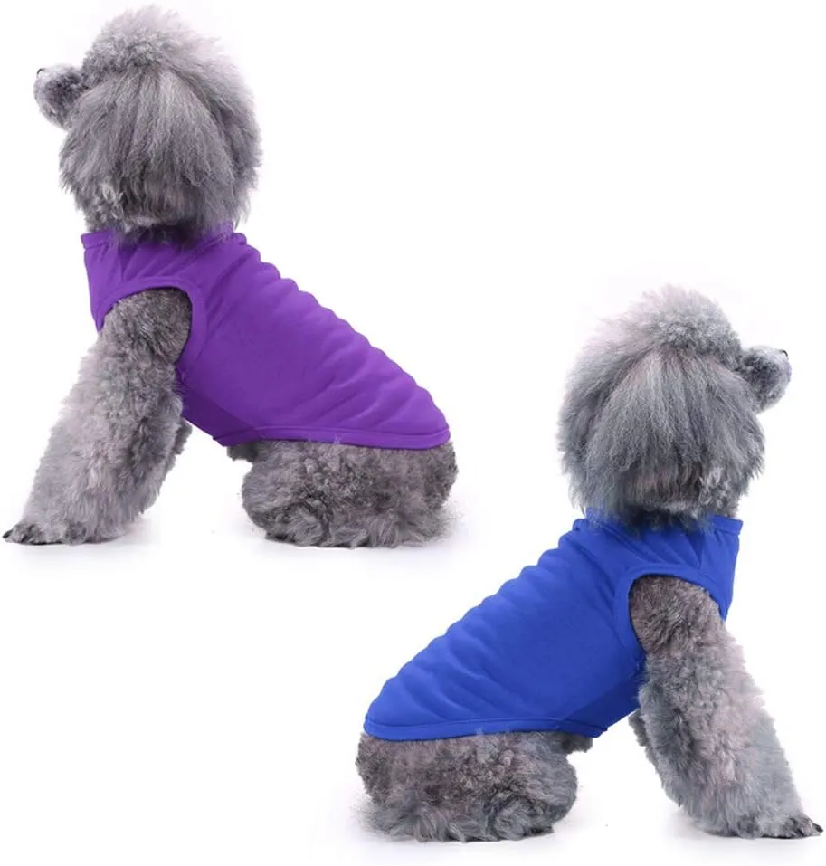 Chol&Vivi Dog Shirt Clothes, 4pcs Shirt for Large Size Dog, Blank Pet Cotton Sleeveless Apparel Soft and Lightweight, Tank Top for All Breeds, Blue/Purple/Pink/Rose Red, XXX-Large