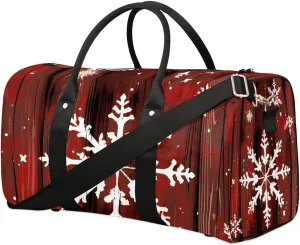 Christmas Snowflakes Travel Duffel Bag for Women Men Waterproof Foldable Overnight Weekender Bag Large Capacity Sports Gym Bag