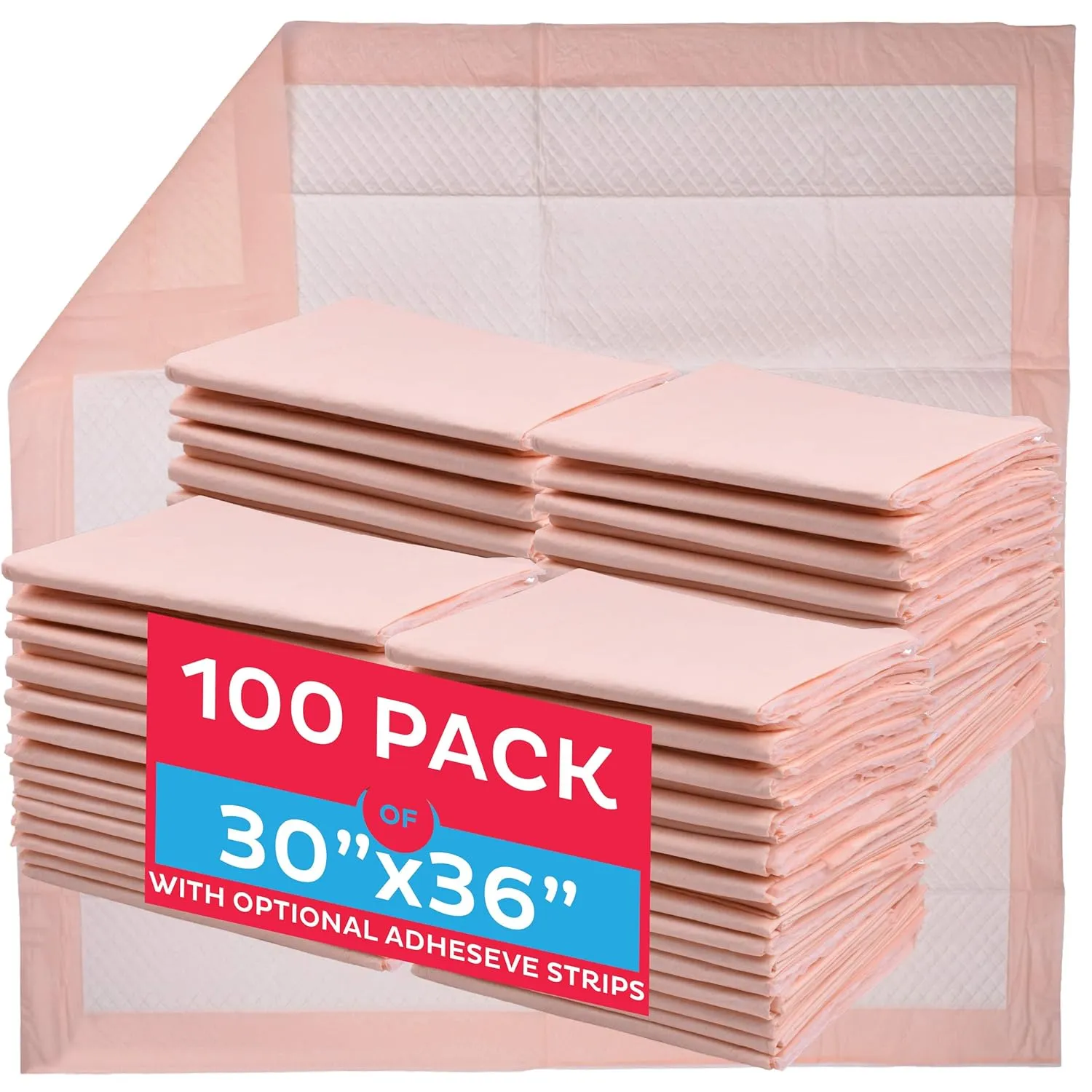 Chucks Premium Disposable Underpads 30”x36” [100-Count] Ultra Absorbent Chux Incontinence Bed Pads Disposable Adult with Adhesive Tape, Pee Pads Pet Training Pads XX-Large 30x36 Bulk Pack