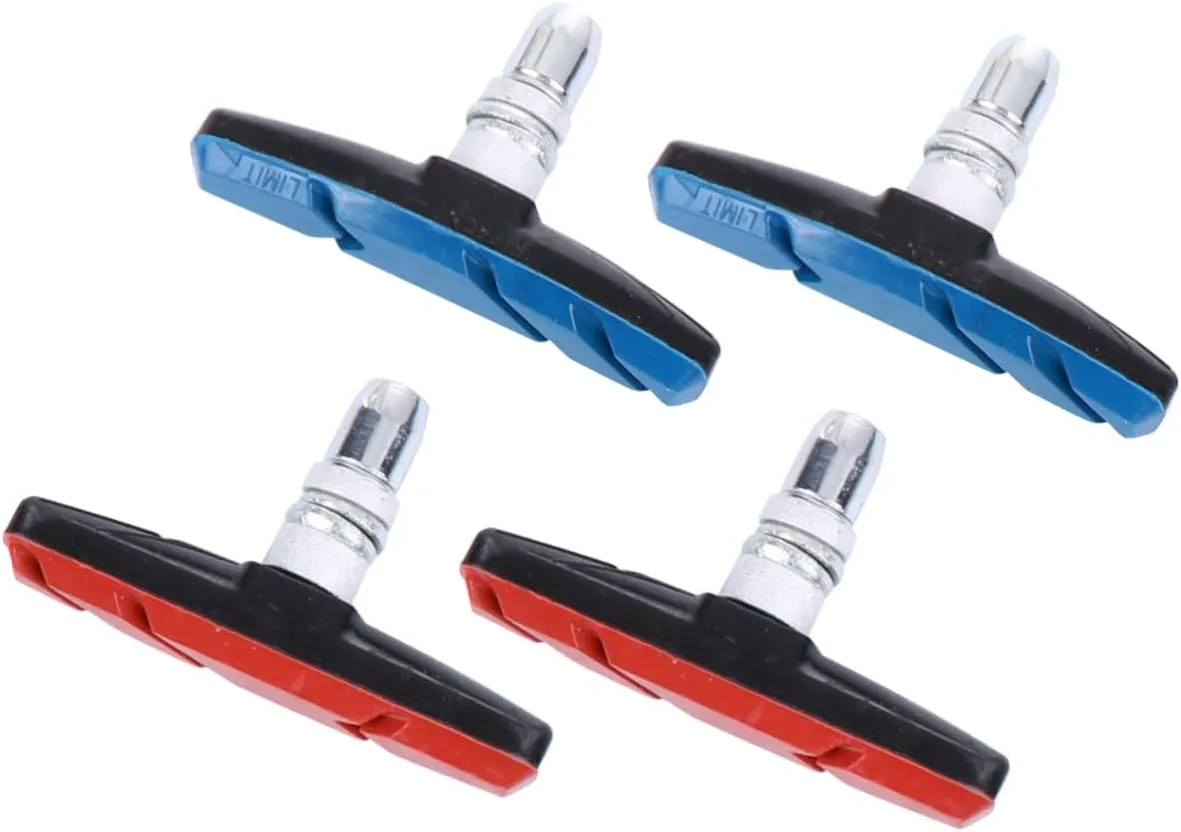 Ciieeo 2 Pairs Pads for Bikes Red Blue Brake Shoes with Strong Friction for Road and Mountain Biking Weather Cycling Accessories Front