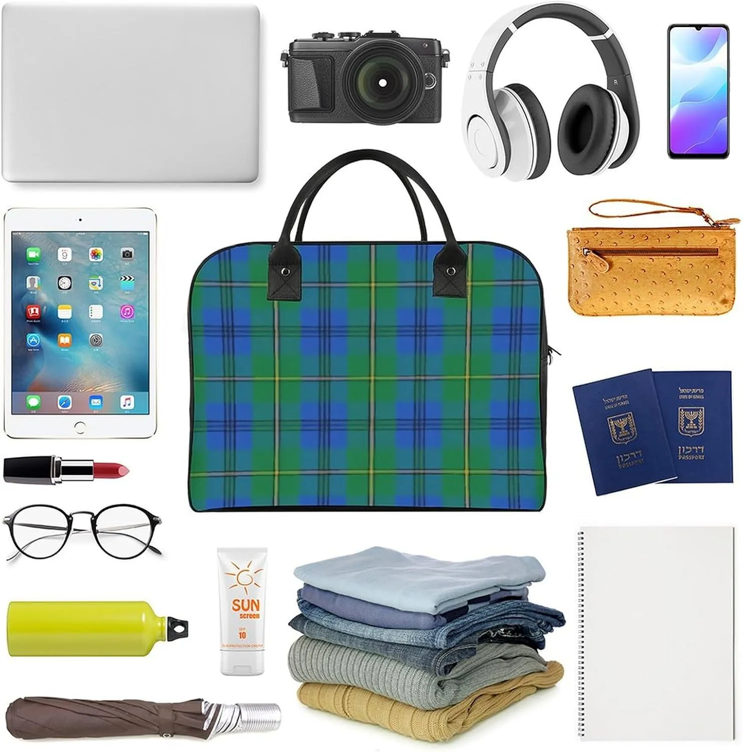 Clan Rutherford Tartan Fashionable Large Capacity Travel Handbag Unisex