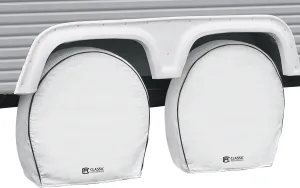 Classic Accessories Over Drive Deluxe RV Wheel Cover, Wheels 33"-36" Diameter, 9" Tire width, White, Motorhome, Heavy-Duty Vinyl, Universal Fit, Polyester, Camper Travel Trailer Accessories