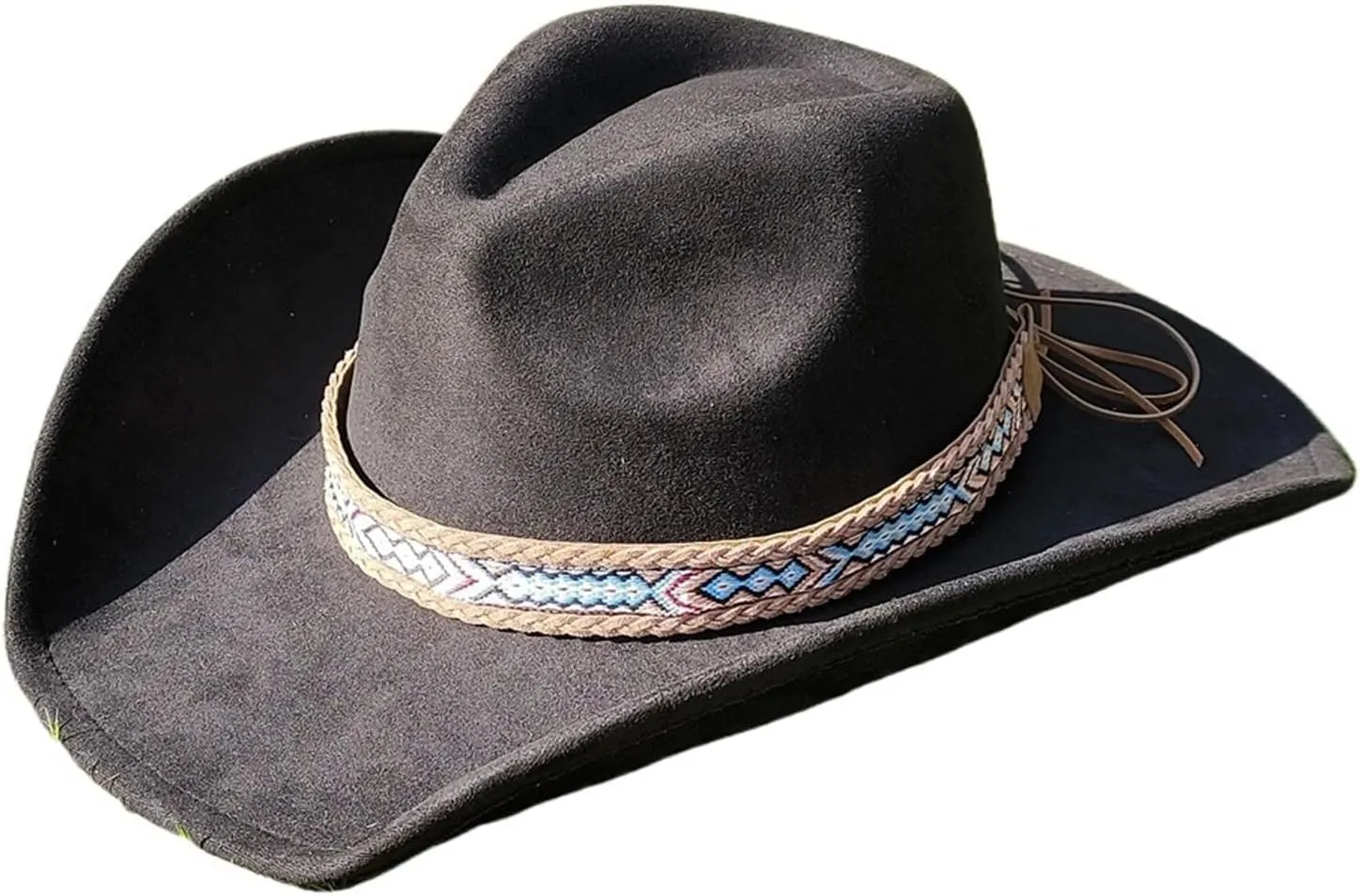 Classic Suede 9.5CM Large Brim Western Cowboy Fedora Hat Fashion Travel Party Hat Sombrero Vaquero