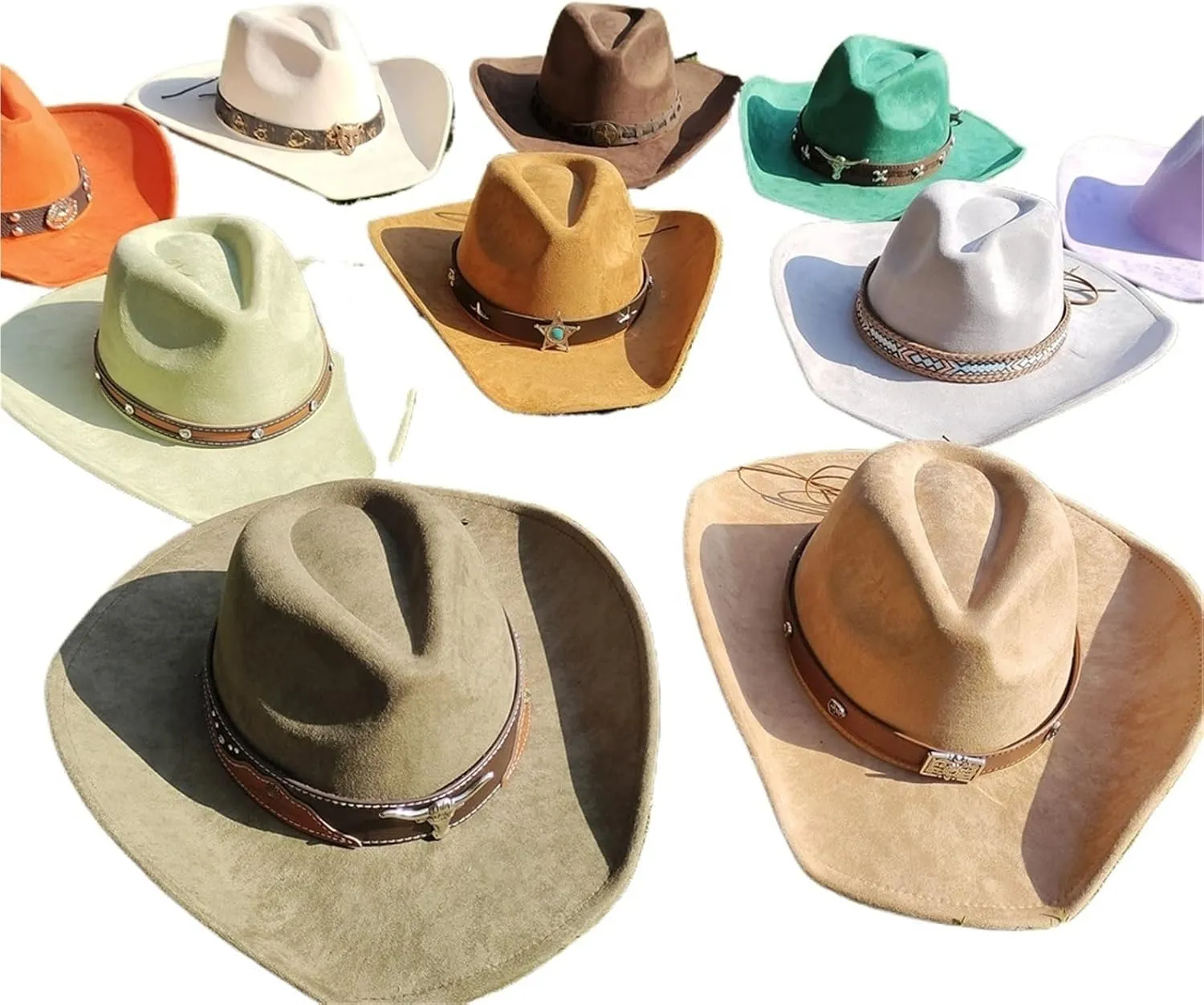 Classic Suede 9.5CM Large Brim Western Cowboy Fedora Hat Fashion Travel Party Hat Sombrero Vaquero