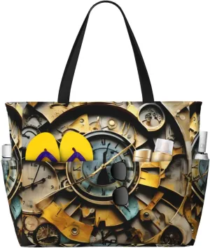 Clock Art Print Generic Large Capacity Beach Travel Bag - Swim Backpack/Family- Pool Accessories