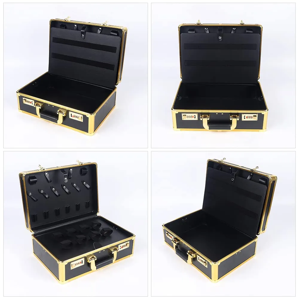 CNCEST Barber Carrying Case,Large Barber Beauty Salon Tool Kits Storage,Portable Travel Carry Case Hairdresser for Hair Stylist Pet Groomer (Gold)